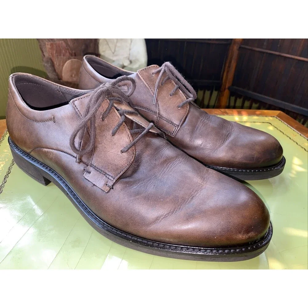 Men's 45 ECCO Vitrus Brown Lace Up Dress Shoes 11 M